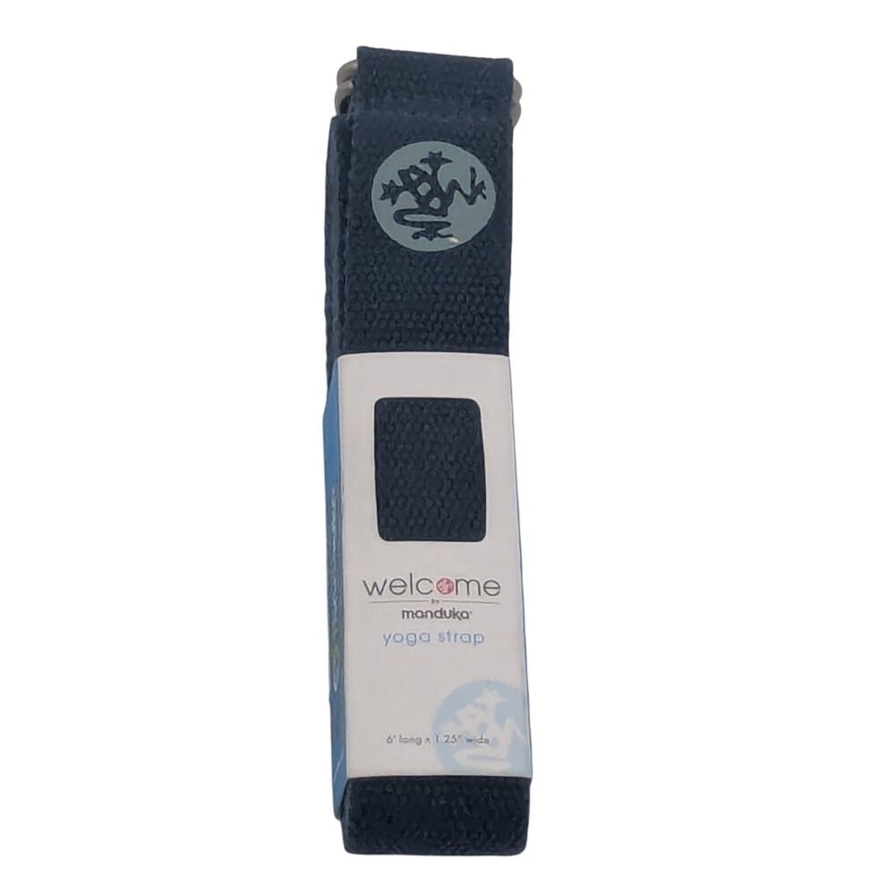 Manduka Welcome Yoga Mat Strap 6ft x 1.25" Navy 100% Cotton New